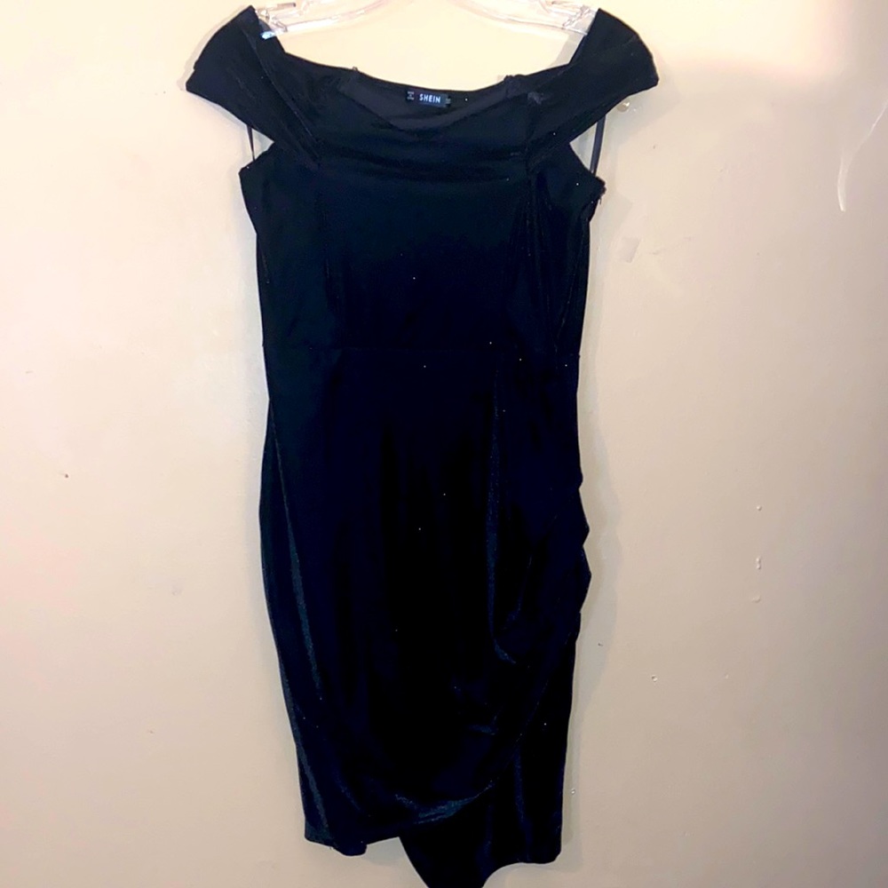 Black sweetheart wrap dress